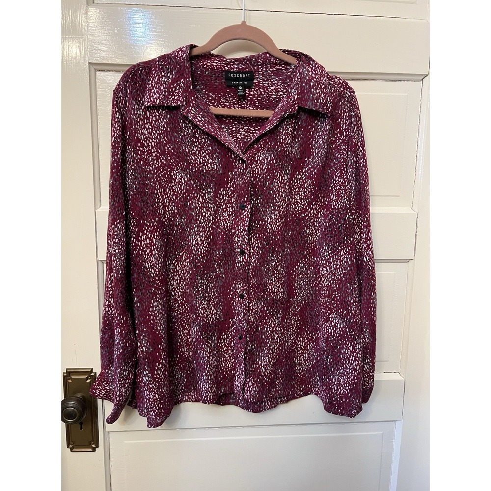 Foxcroft Red Multishad Wrinkle-free Shaped Fit Button-down Shirt 100% Cotton 18W